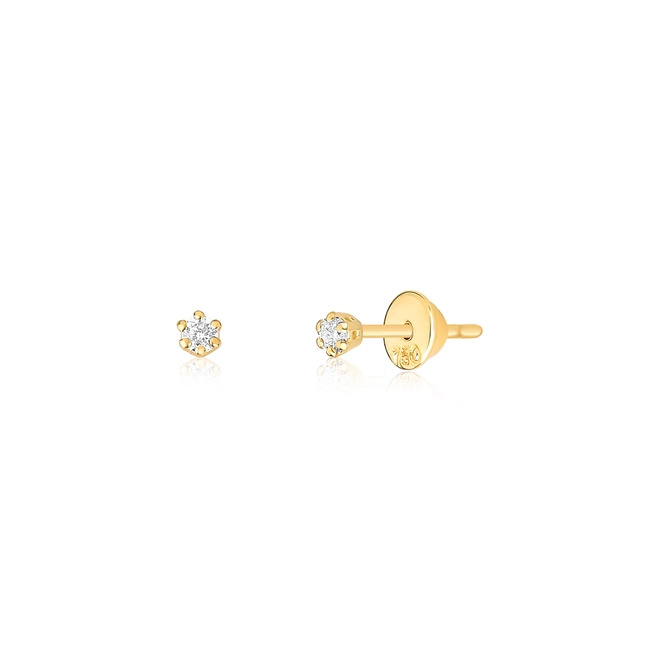 Brinco solitário ouro 18k com 8pts de Diamante 1