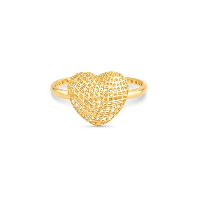 Anel Too Love aro com forro ouro 18k coração rendado 3