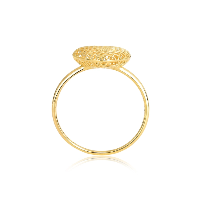 Anel Too Love aro com forro ouro 18k coração rendado 2