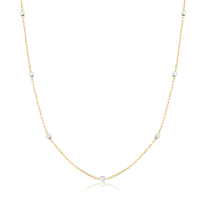 Gargantilha elo cadeado ouro 18k com bolinhas diamantadas ouro branco 1