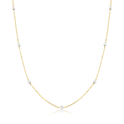Gargantilha elo cadeado ouro 18k com bolinhas diamantadas ouro branco