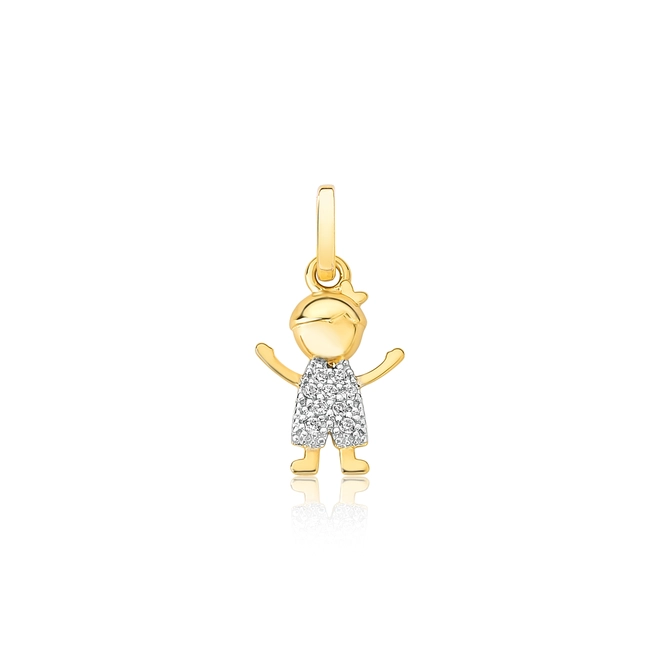 Pingente Filhos menino ouro 18k macacão de Zircônias rodinadas 1