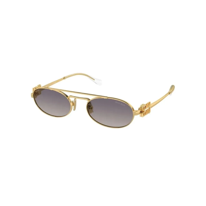 Óculos de Sol Miu Miu 0MU 54ZS 5AK30C53 Metal Dourado com lentes na cor Cinza Espelhado 1