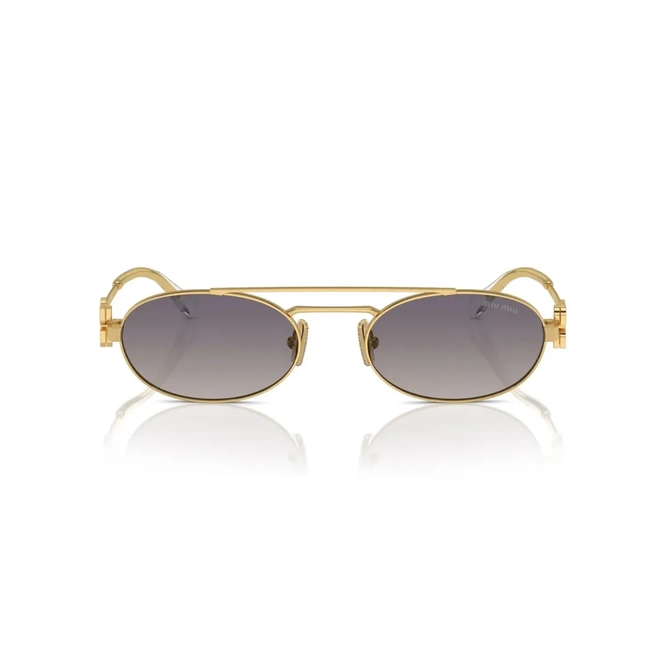 Óculos de Sol Miu Miu 0MU 54ZS 5AK30C53 Metal Dourado com lentes na cor Cinza Espelhado 2