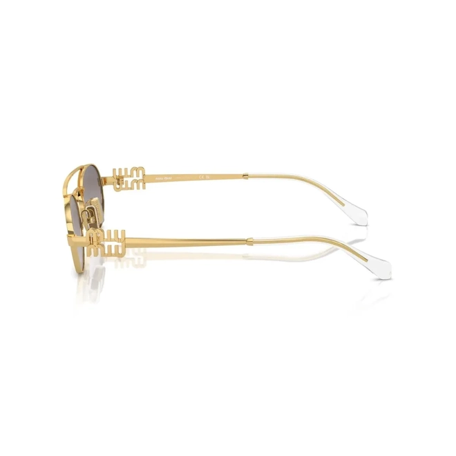 Óculos de Sol Miu Miu 0MU 54ZS 5AK30C53 Metal Dourado com lentes na cor Cinza Espelhado 3