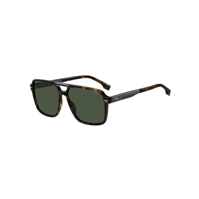 Óculos de Sol Hugo BOSS 1766/S 086 59UC Acetato Marrom Mesclado com lentes na cor Verde Polarizado 1