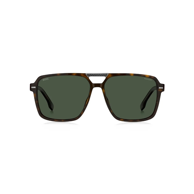 Óculos de Sol Hugo BOSS 1766/S 086 59UC Acetato Marrom Mesclado com lentes na cor Verde Polarizado 2