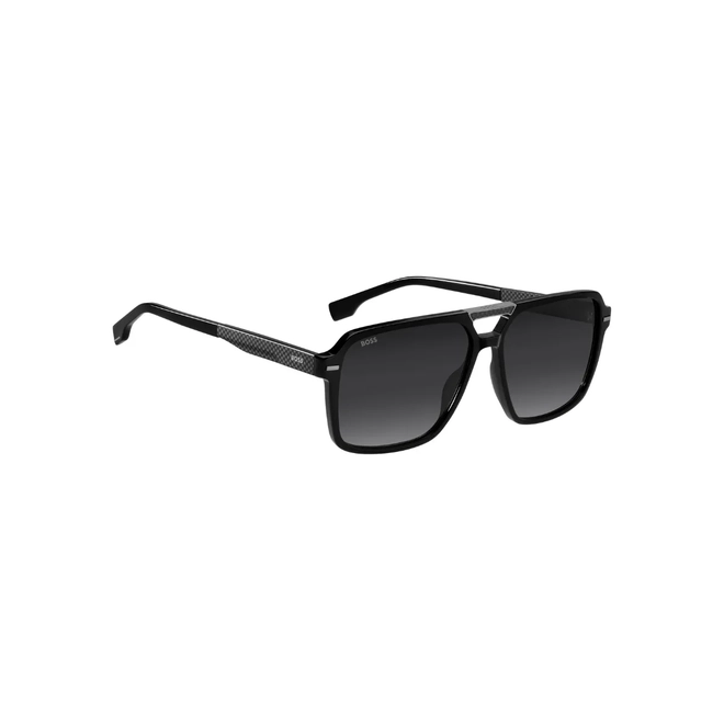 Óculos de Sol Hugo BOSS 1766/S 807 599O Acetato Preto com lentes na cor Cinza Degradê 3