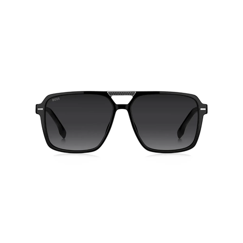 Óculos de Sol Hugo BOSS 1766/S 807 599O Acetato Preto com lentes na cor Cinza Degradê