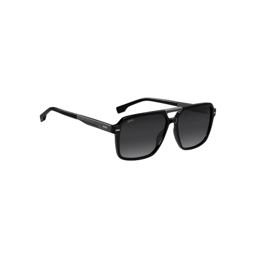 Óculos de Sol Hugo BOSS 1766/S 807 599O Acetato Preto com lentes na cor Cinza Degradê