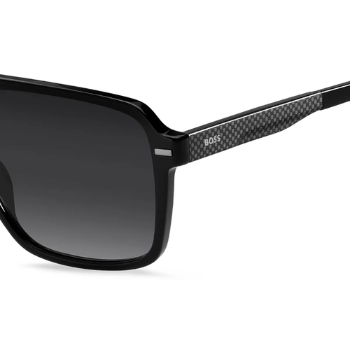 Óculos de Sol Hugo BOSS 1766/S 807 599O Acetato Preto com lentes na cor Cinza Degradê