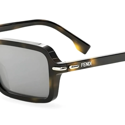 Óculos de Sol Fendi FE40174I_5152C Acetato Marrom Mesclado com lentes na cor Cinza Espelhado