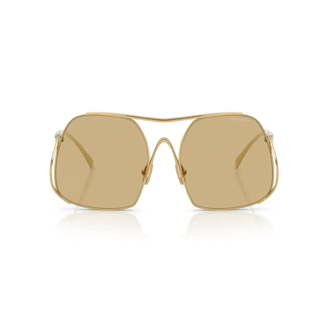 Óculos de Sol Miu Miu 0MU A55S 5AK10R57 Metal Dourado com lentes na cor Amarelo 2