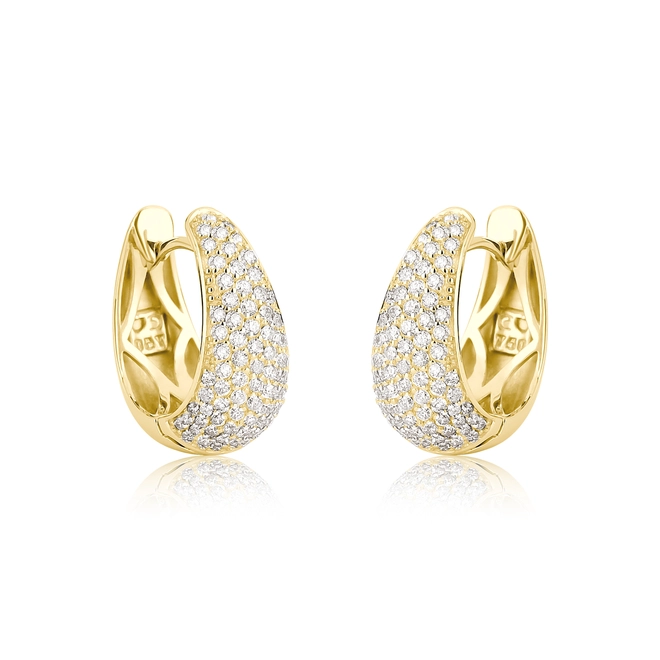 Brinco Pavês Amare argola click oval ouro 18k pavê de Diamantes 1