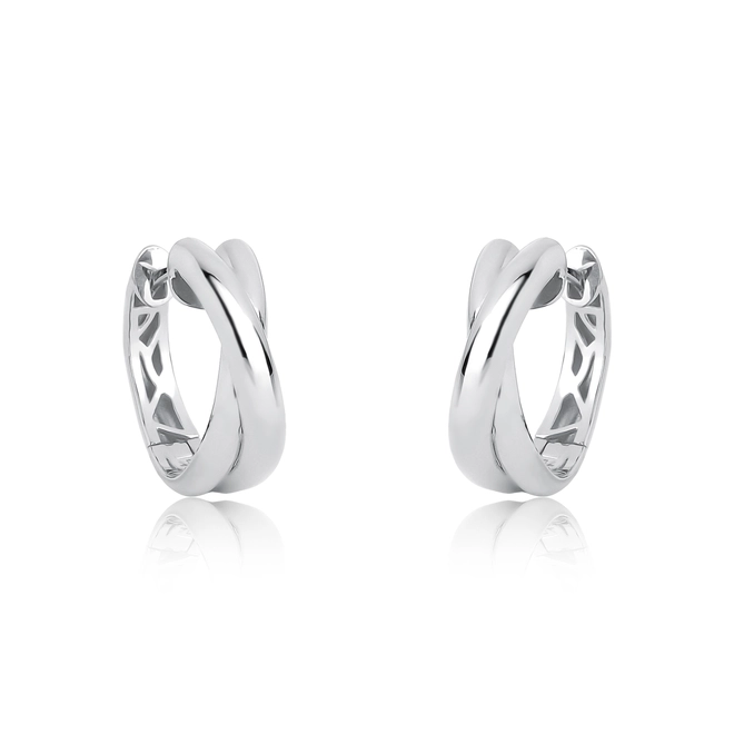 Brinco Marée ondas ouro branco 18k argola click sobreposta polida 1