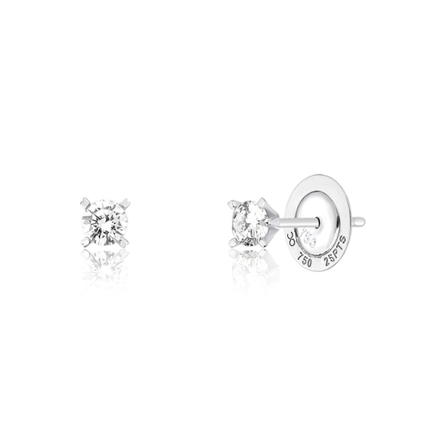 Brinco Infinity Diamonds 1 solitário ouro branco 18k com 50pts de Diamantes