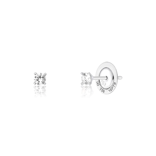 Brinco Infinity Diamonds 1 solitário ouro branco 18k com 20pts de Diamantes