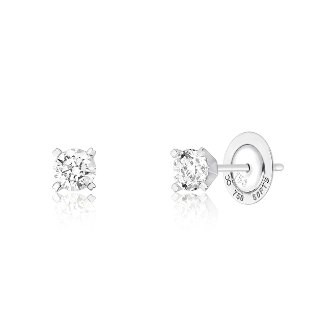 Brinco Infinity Diamonds 1 solitário ouro branco 18k com 100pts de Diamante 1