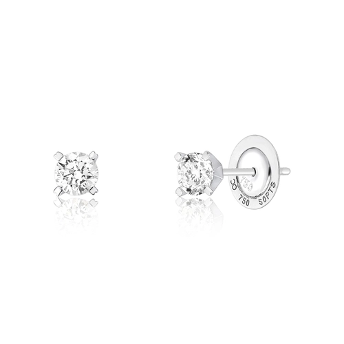 Brinco Infinity Diamonds 1 solitário ouro branco 18k com 100pts de Diamante