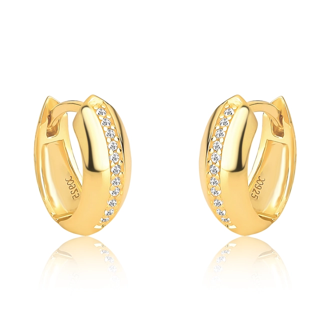Brinco For me Côtés argola click prata 925 dourada com gemas de Zircônias Brancas 1
