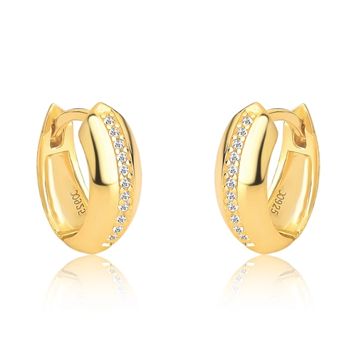 Brinco For me Côtés argola click prata 925 dourada com gemas de Zircônias Brancas