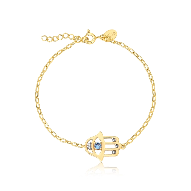 Pulseira For me Mystic Mão de Fátima prata 925 dourada com Zircônias 1