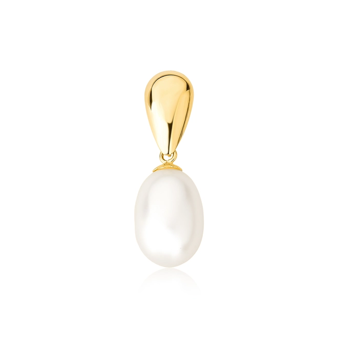 Pingente gota de Pérola de Arroz com base em ouro 18k polido 1