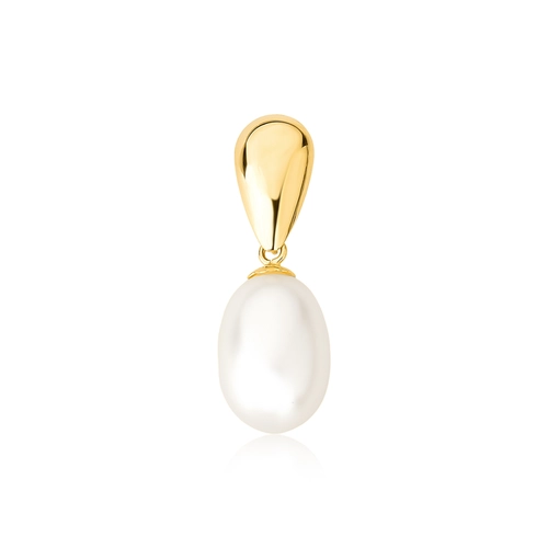Pingente gota de Pérola de Arroz com base em ouro 18k polido