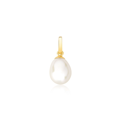 Pingente gota Pérola de Arroz com base contra argola ouro 18k polida