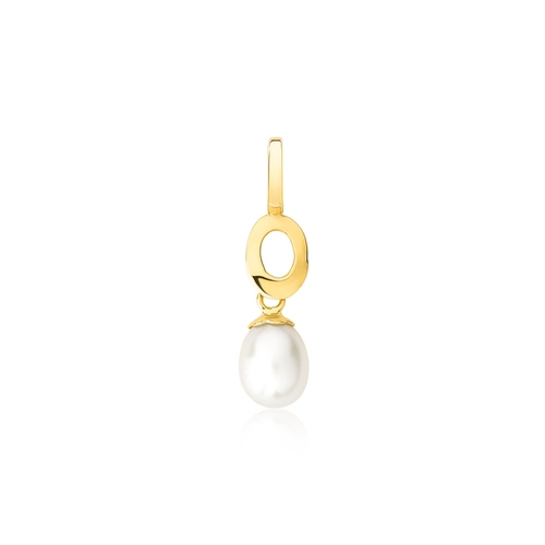 Pingente oval vazado polido ouro 18k gota de Pérola de Arroz