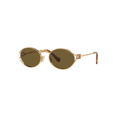 Óculos de Sol Miu Miu 0MU 52YS 7OE01T54 Metal Dourado com lentes na cor Marrom Escuro