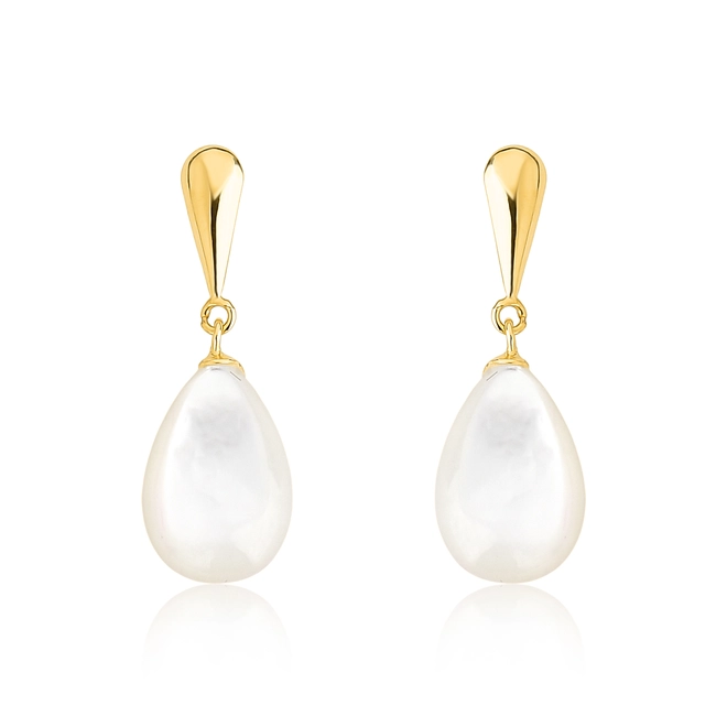 Brinco pingente gotas ouro 18k de Madrepérola 1