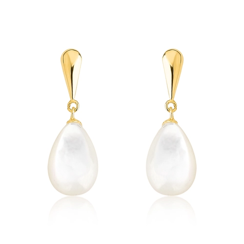 Brinco pingente gotas ouro 18k de Madrepérola