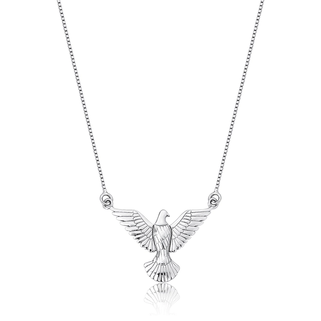 Gargantilha corrente Veneziana ouro branco 18k com pingente Divino Espírito Santo 1