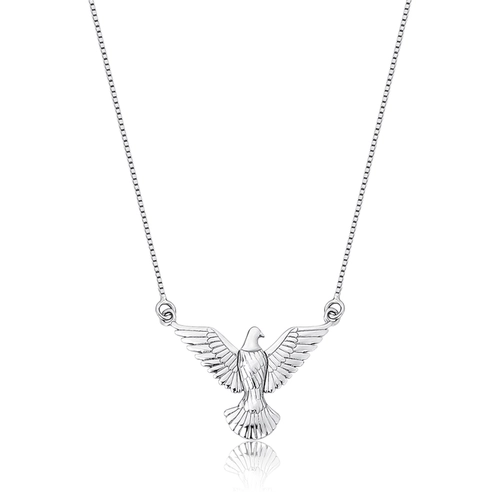 Gargantilha corrente Veneziana ouro branco 18k com pingente Divino Espírito Santo