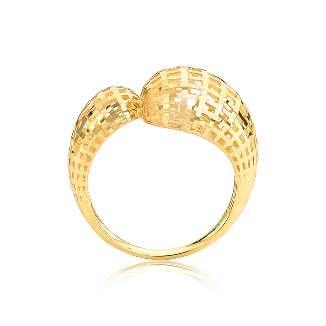 Anel aro gomos telados ouro 18k diamantados com forro interno 3