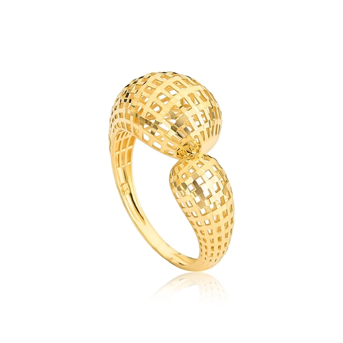 Anel aro gomos telados ouro 18k diamantados com forro interno