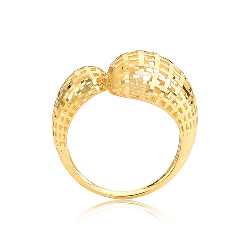 Anel aro gomos telados ouro 18k diamantados com forro interno