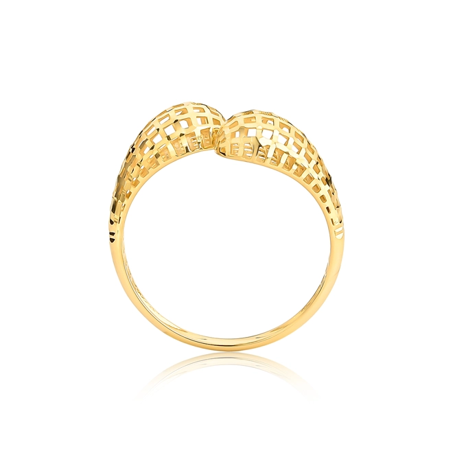 Anel aros gomos telados ouro 18k diamantado com forro interno 3