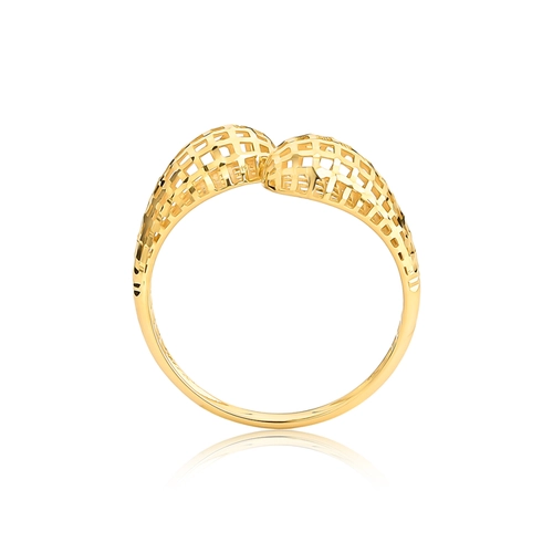 Anel aros gomos telados ouro 18k diamantado com forro interno