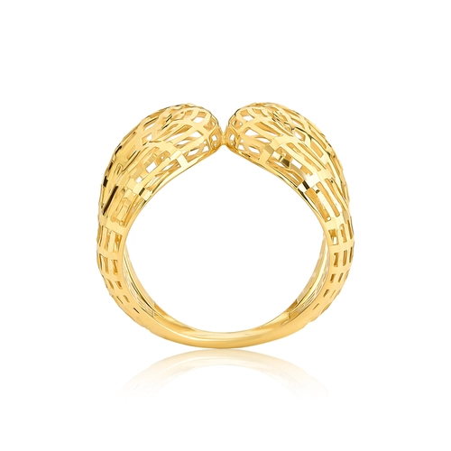 Anel aros curvas ligadas ouro 18k gomos telados diamantados