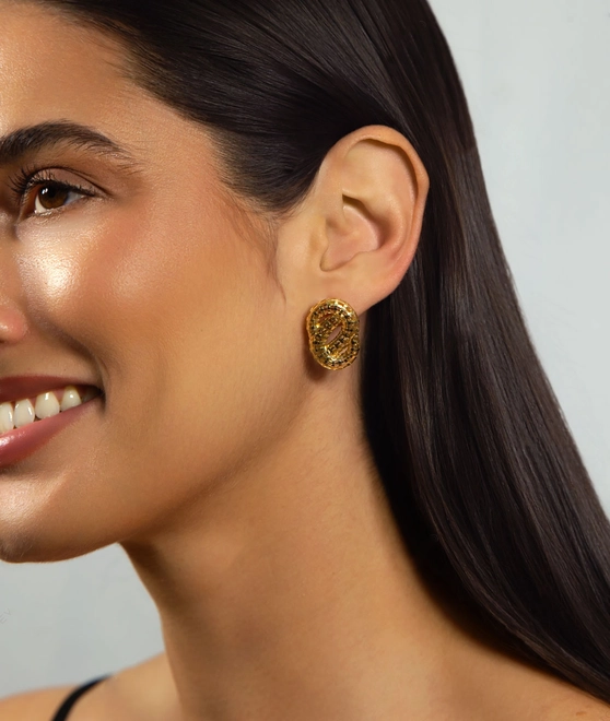 Brinco gomos telados diamantados ouro 18k curvas entrelaçadas 2