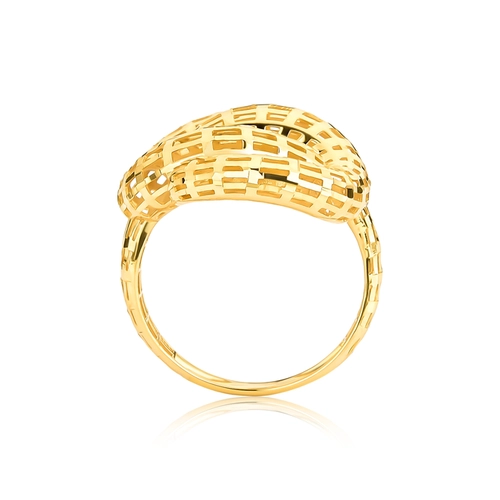 Anel aro gomos entrelaçados ouro 18k acabamento telado diamantado