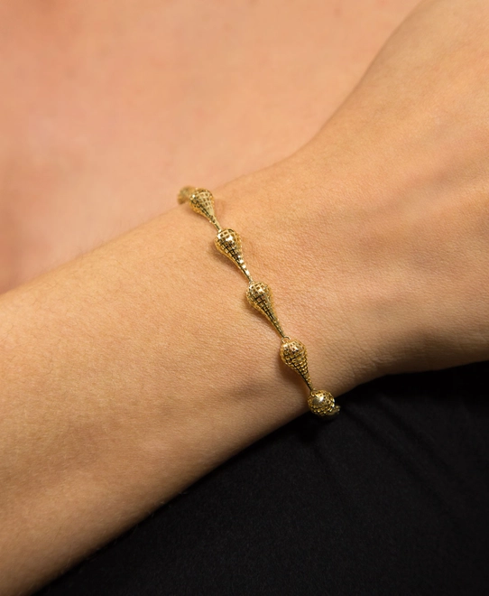 Pulseira gotas alongadas interligadas ouro 18k teladas diamantadas 2