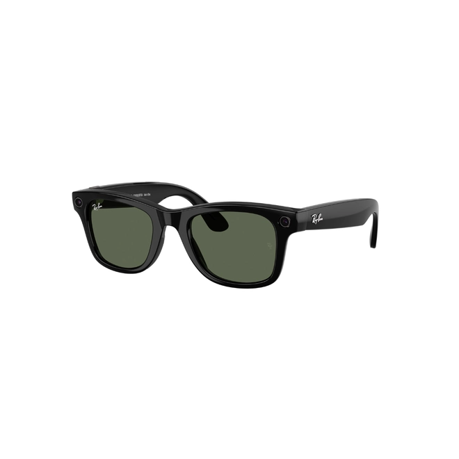 Óculos de Sol Ray-Ban Meta Wayfarer Gen 2 0RW4012 601/7153 Acetato Preto com lentes na cor Verde 1