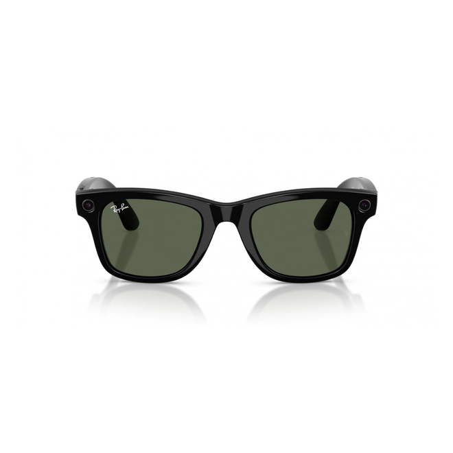 Óculos de Sol Ray-Ban Meta Wayfarer Gen 2 0RW4012 601/7153 Acetato Preto com lentes na cor Verde 2