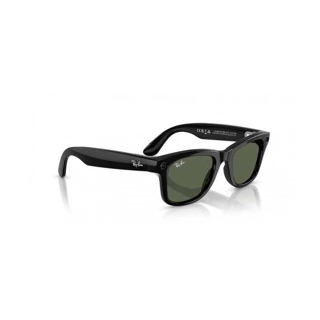 Óculos de Sol Ray-Ban Meta Wayfarer Gen 2 0RW4012 601/7153 Acetato Preto com lentes na cor Verde 3