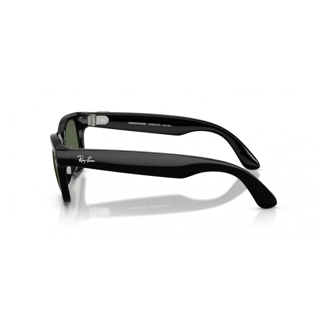 Óculos de Sol Ray-Ban Meta Wayfarer Gen 2 0RW4012 601/7153 Acetato Preto com lentes na cor Verde 4