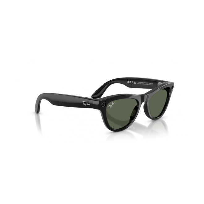 Óculos de Sol Ray-Ban Meta Skyler Gen 2 0RW4014 601/7152 Acetato Preto com lentes na cor Verde 3
