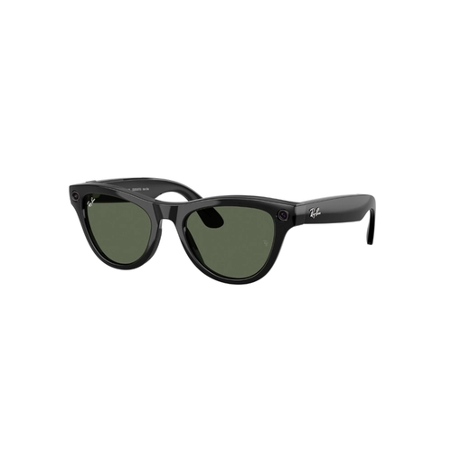 Óculos de Sol Ray-Ban Meta Skyler Gen 2 0RW4014 601/7152 Acetato Preto com lentes na cor Verde